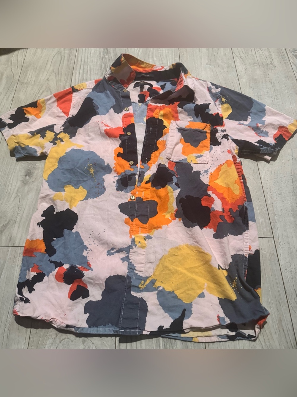 Roark Short-Sleeve Shirt Jacket in Multicolor Abstract Print